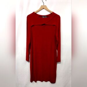 Chico's Travelers Long Sleeve Dress Women's L Red Office Career Event Business